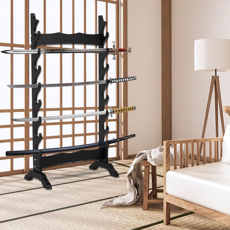 lukar 8 Tier Sword Display Stand Floor, Multilayer Katana Stand Floor, Wooden Sword Rack Floor Stand, Japanese Samurai Sword Holder - Image 4